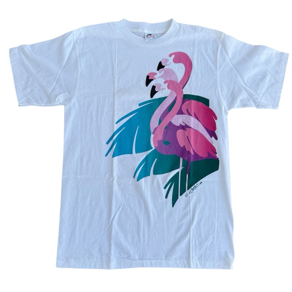 Vintage Harlequin Flamingo Print T-Shirt Dead Stock